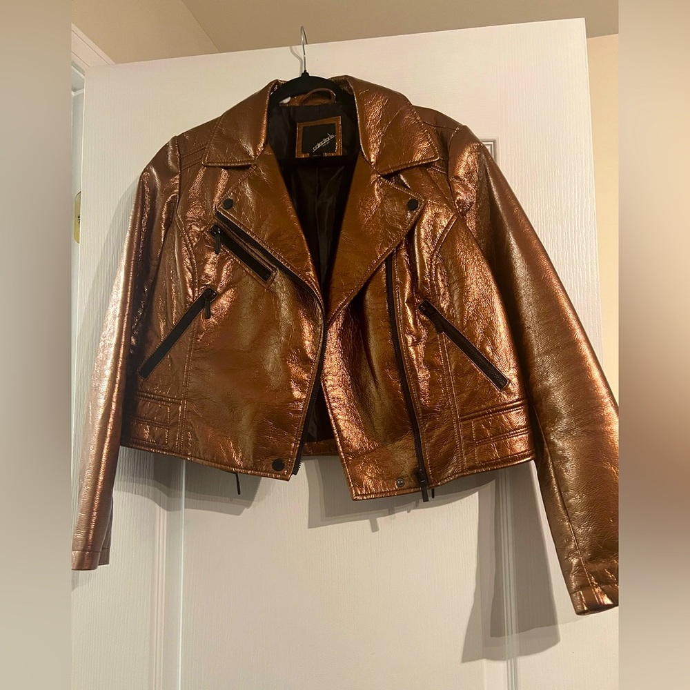 Brown faux leather jacket size L